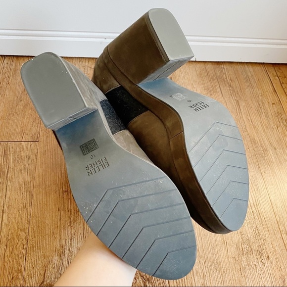 Eileen Fisher Leather Suede Knit Heel Later Bootie - Picture 8 of 9